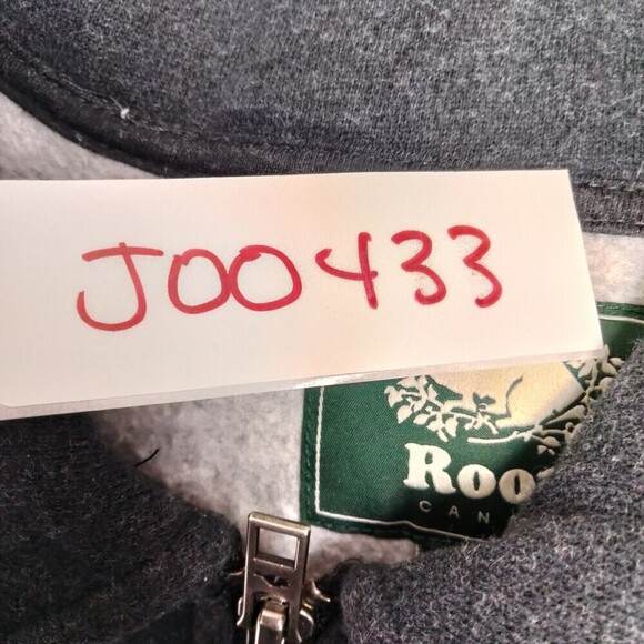 Roots Sweater 1/4 Zip Gray Long Sleeve Casual Polo Sweatshirt Logo Mens Large - Picture 12 of 12